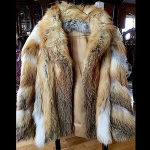 Vintage RED FOX FUR COAT JACKET S/M LUXURIOUS!
